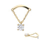 14Kt Yellow Gold Threadless Curved Bar Top with 4-Prong Gem Dangle