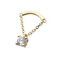 14Kt Yellow Gold Threadless Curved Bar Top with 4-Prong Gem Dangle