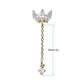 14Kt Yellow Gold Threadless Fan Shape Triple Marquise Gem Top with CZ Chain Dangle