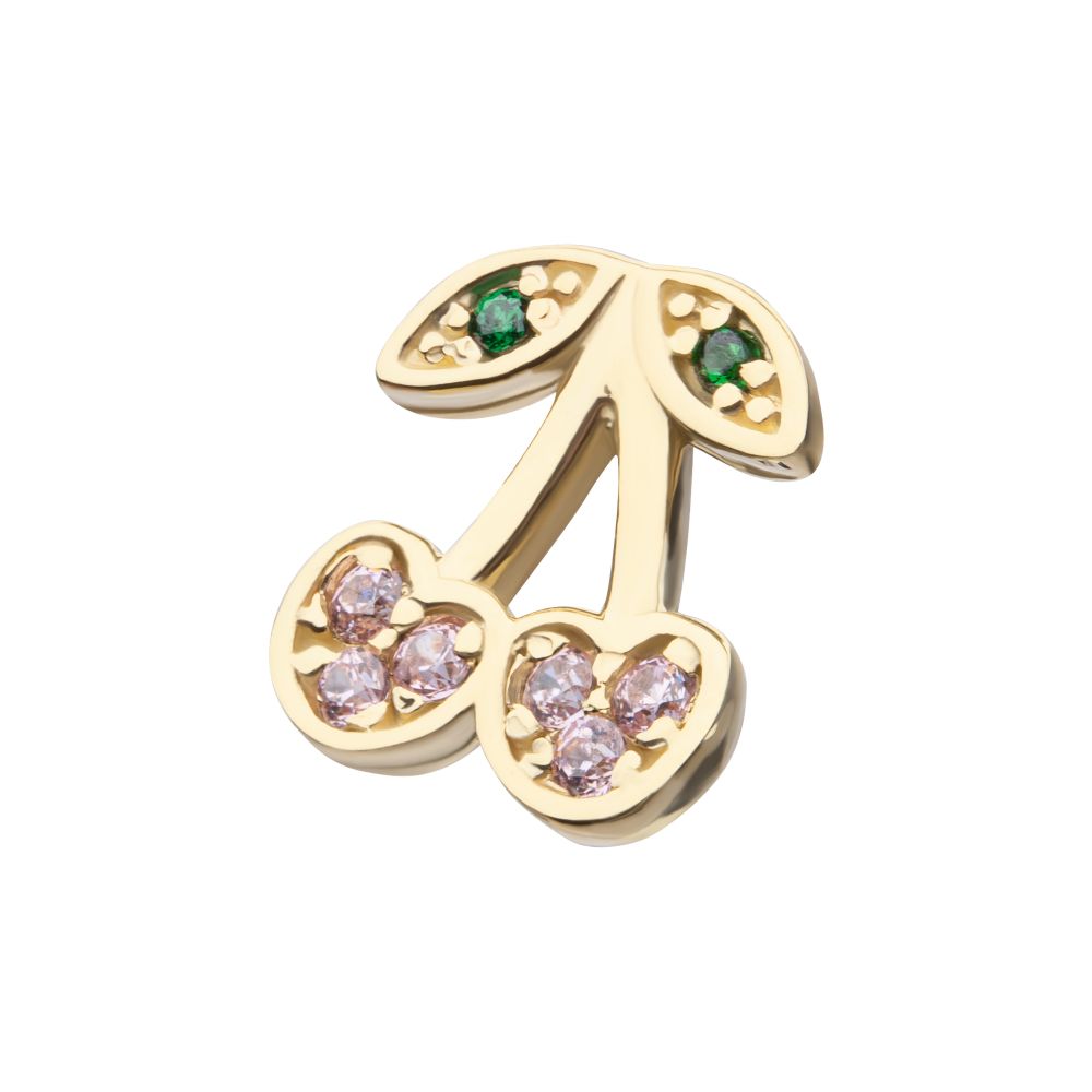 14Kt Yellow Gold Threadless Multigem Cherry Top