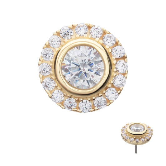 14Kt Yellow Gold Threadless Multigem Halo Top