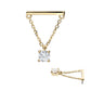 14Kt Yellow Gold Threadless Bar Top with 4-Prong Gem Dangle