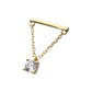 14Kt Yellow Gold Threadless Bar Top with 4-Prong Gem Dangle