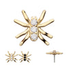 14kt Yellow Gold Threadless Prong Set 3-Round Gem Spider Top