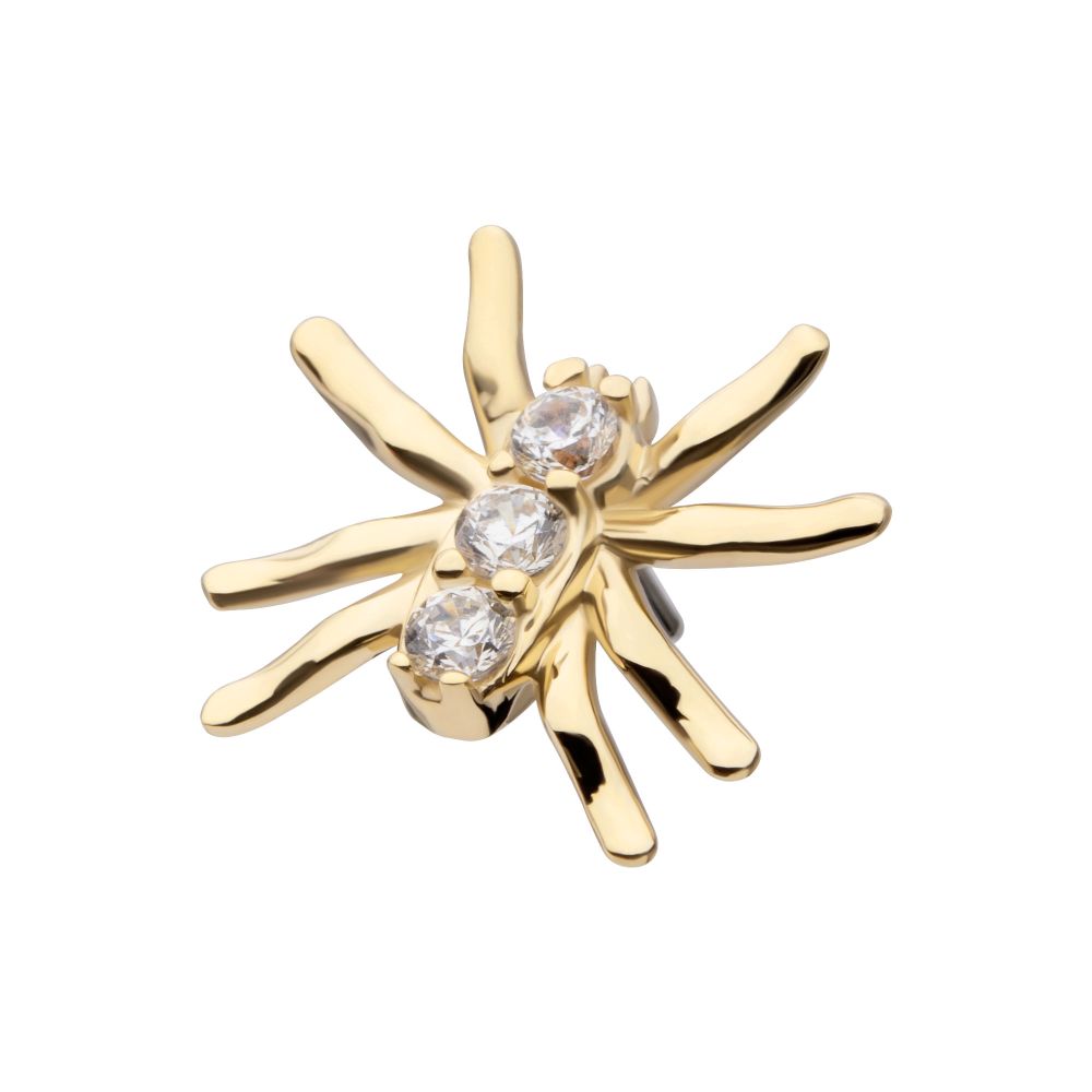 14kt Yellow Gold Threadless Prong Set 3-Round Gem Spider Top