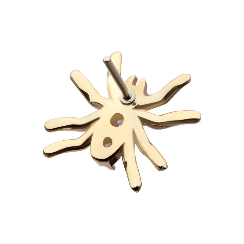 14kt Yellow Gold Threadless Prong Set 3-Round Gem Spider Top