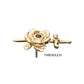 14Kt Yellow Gold Threadless Bezel Garnet Round Gem Rose and Dagger Top