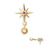14Kt Yellow Gold Threadless Prong Set Gem North Star Top with Bezel Round Dangle