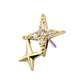 14Kt Gold Threadless Pave Set Round Gem Double Celestial Star Top