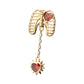 14Kt Yellow Gold Threadless Prong Set Heart Gem Rib Cage Top with Spike Heart Dangle