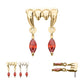 14Kt Gold Threadless Dripping Fangs Top with Garnet Marquise Gem Dangle