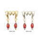 14Kt Gold Threadless Dripping Fangs Top with Garnet Marquise Gem Dangle