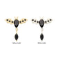 14Kt Gold Threadless Prong Set Gem Flying Bat Top with Black Marquise Dangle
