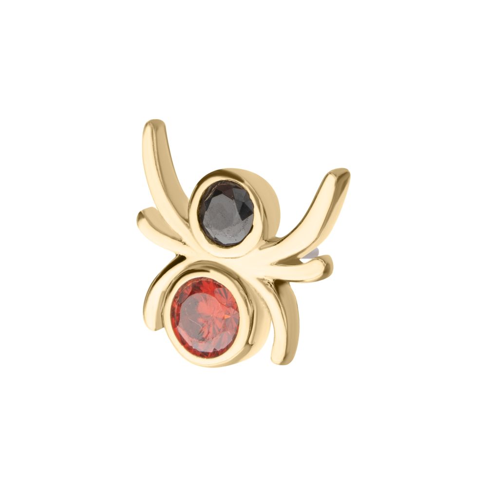 14Kt Gold Threadless Spider Top with Double Bezel Gem
