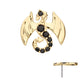 14Kt Yellow Gold Threadless Winged Dragon with Prong Set Black Gem Top
