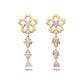 14Kt Yellow Gold Threadless Cut Out Cherry Blossom Flower Top with Triple Prong Set Gem Dangle