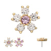 14Kt Yellow Gold Threadless Cherry Blossom Flower Top with 5-Petal Prong Set Gem