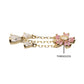 14Kt Yellow Gold Threadless 5-Petal Prong Set Gem Cherry Blossom Flower Top with Triple Teardrop Dangle