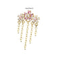 14Kt Yellow Gold Threadless Prong Set Gem Triple Cherry Blossom Flower Top with 5-Chain Dangle