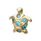 14kt Yellow Gold Threadless 2D Sea Turtle Top with Bezel Aqua Gem