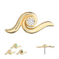 14Kt Yellow Gold Threadless Delicate Waterwave Top with Bezel Gem