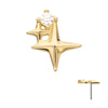 14Kt Gold Threadless Double Celestial Star Top with Prong Set Gem