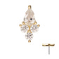 14Kt Gold Threadless Prong Set Teardrop & Triple Round Gem Top