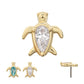14Kt Yellow Gold Threadless 3-Prong Teardrop Gem Turtle Top