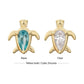 14Kt Yellow Gold Threadless 3-Prong Teardrop Gem Turtle Top