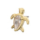 14Kt Yellow Gold Threadless 3-Prong Teardrop Gem Turtle Top