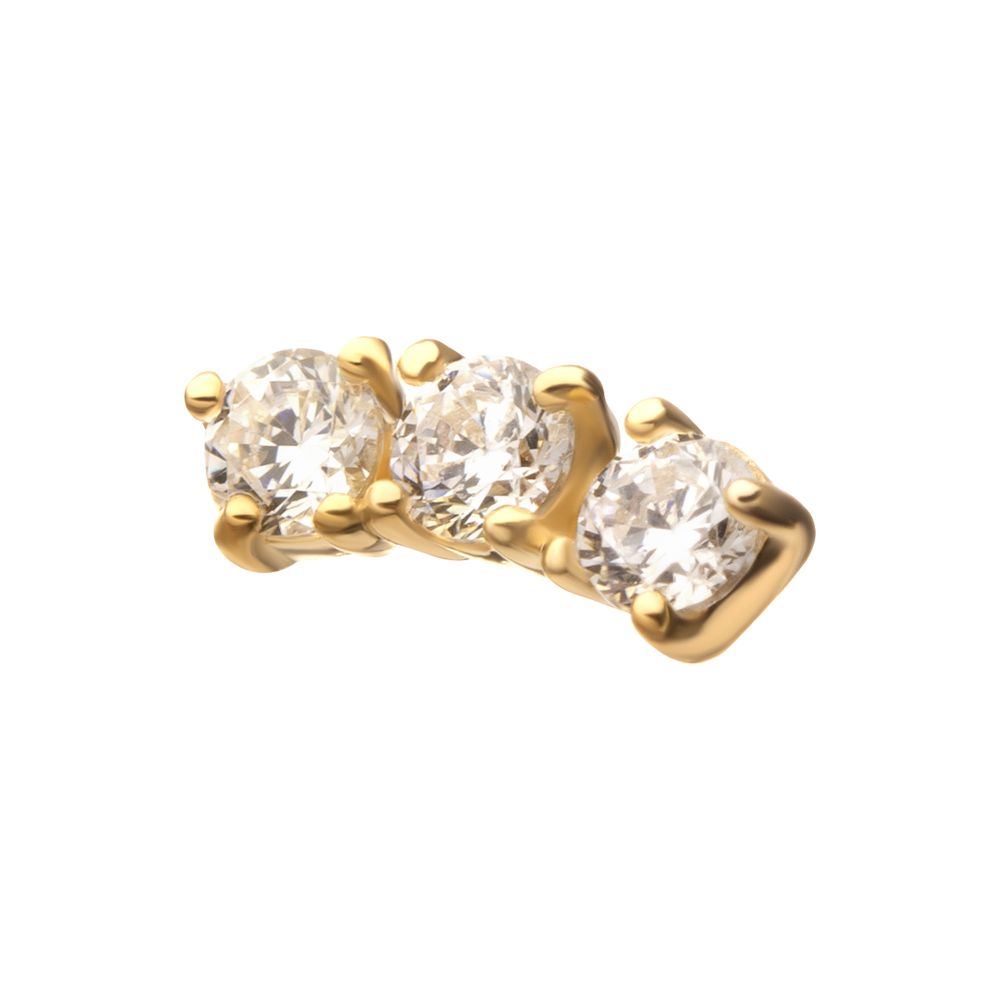 14Kt Gold Threadless Centered Gem Curved Cluster Top