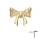 14Kt Yellow Gold Threadless Bow with Pave Gem Top