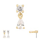 14Kt Gold Threadless Prong Set Round Gem Top with Teardrop Dangle