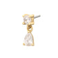 14Kt Gold Threadless Prong Set Round Gem Top with Teardrop Dangle