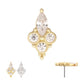 14Kt Gold Threadless Prong Set Marquise & Triple Round Gem Top