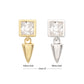 14Kt Gold Threadless Bezel Princess Cut Gem Top with Spike Dangle