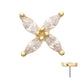 14Kt Yellow Gold Threadless Prong Set Marquise CZ Gem 4-Petal Flower Top