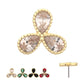 14Kt Yellow Gold Threadless Milgrain Edge Teardrop CZ Gem 3-Petal Flower Top