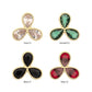 14Kt Yellow Gold Threadless Milgrain Edge Teardrop CZ Gem 3-Petal Flower Top