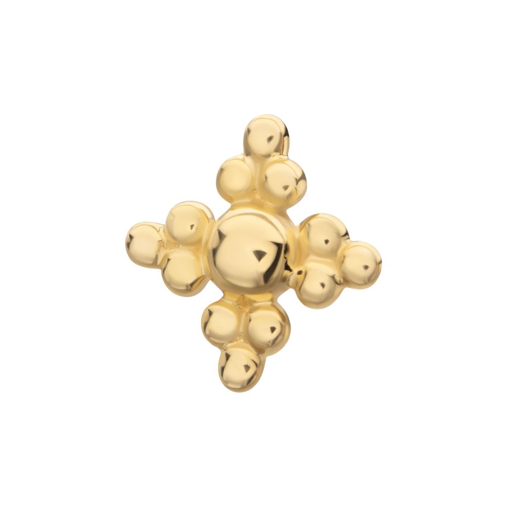 14Kt-Yellow Gold Threadless Tri-bead Flower Top