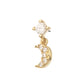 14Kt Gold Threadless 4-Prong CZ 2mm Gem Top with Pave CZ Gem Crescent Moon Dangle