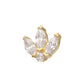 14Kt Gold Threadless Marquise Fan with Central Round CZ Gem Top