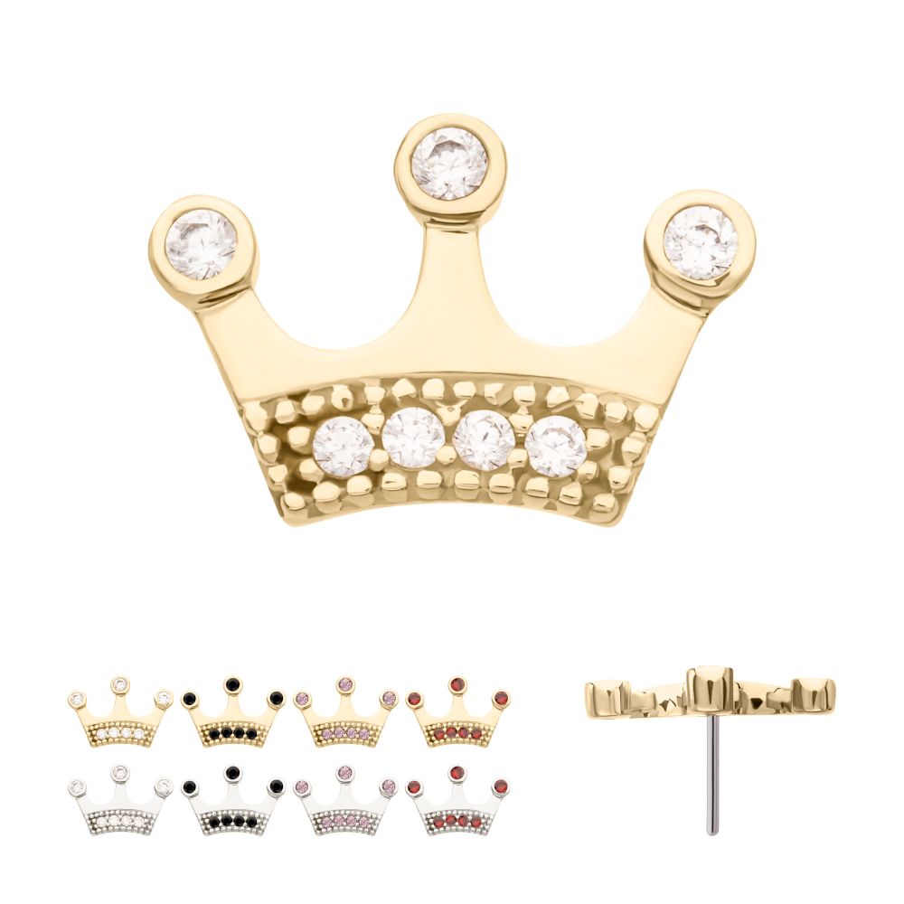 14Kt Gold Threadless Bezel CZ Gem Edge Crown Top