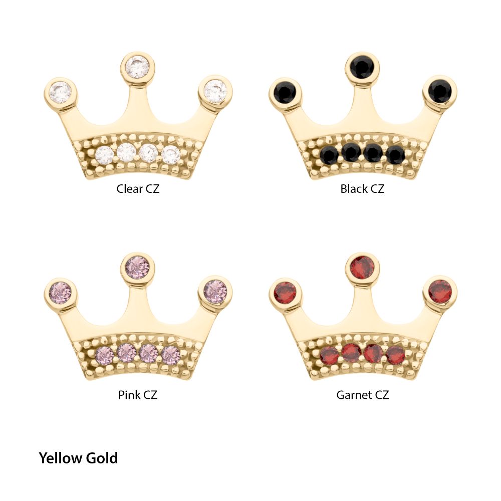 14Kt Gold Threadless Bezel CZ Gem Edge Crown Top