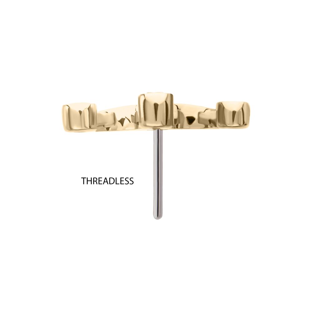 14Kt Gold Threadless Bezel CZ Gem Edge Crown Top