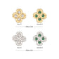 14Kt Gold Threadless 4 Leaf Clover with Prong Gem Accents Top