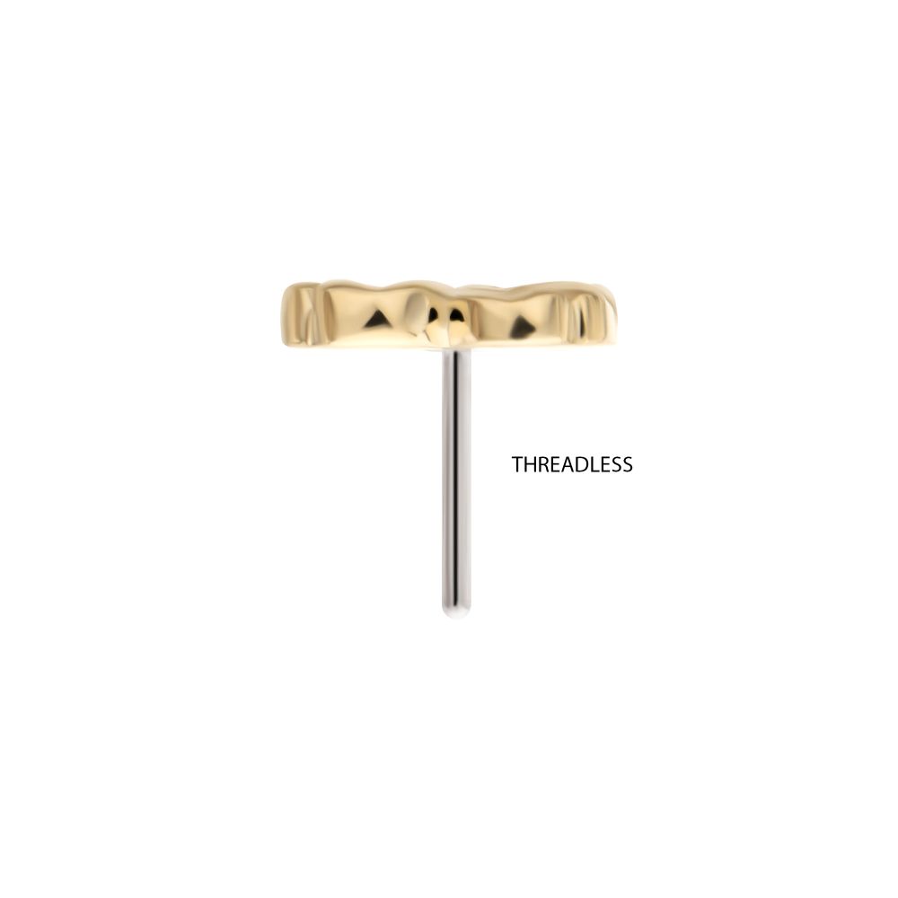 14Kt Gold Threadless 4 Leaf Clover with Prong Gem Accents Top