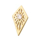 14Kt Yellow Gold Threadless Prong Set Round CZ Gem on a Radiant Kite Shape Top