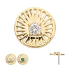14Kt Yellow Gold Threadless Prong Set Round CZ Gem on a Radiant Round Shape Top