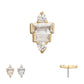 14Kt Gold Threadless 3D Geometric Baguette & Round Gem Top